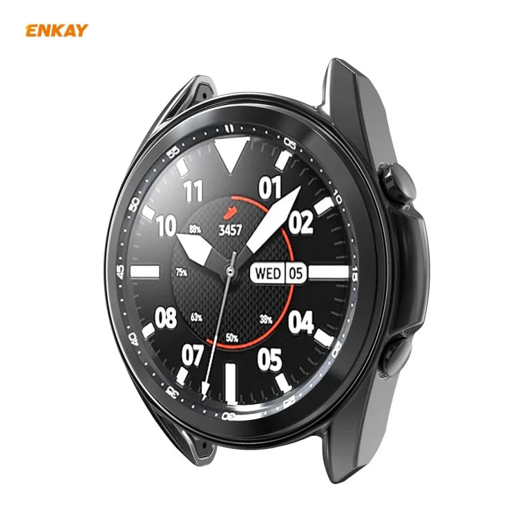 Bộ 2 trong 1 Ốp TPU mềm mạ điện + Miếng dán kính cường lực 0.2mm 9H 2.15D cạnh cong ENKAY Hat-Prince, dành cho Samsung Galaxy Watch 3 41mm