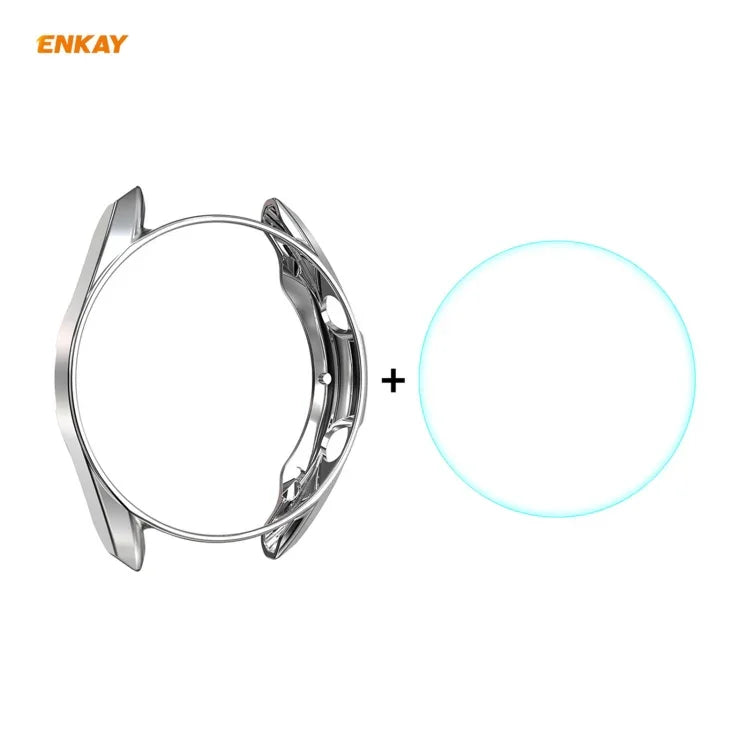 Bộ 2 trong 1 Ốp TPU mềm mạ điện + Miếng dán kính cường lực 0.2mm 9H 2.15D cạnh cong ENKAY Hat-Prince, dành cho Samsung Galaxy Watch 3 41mm