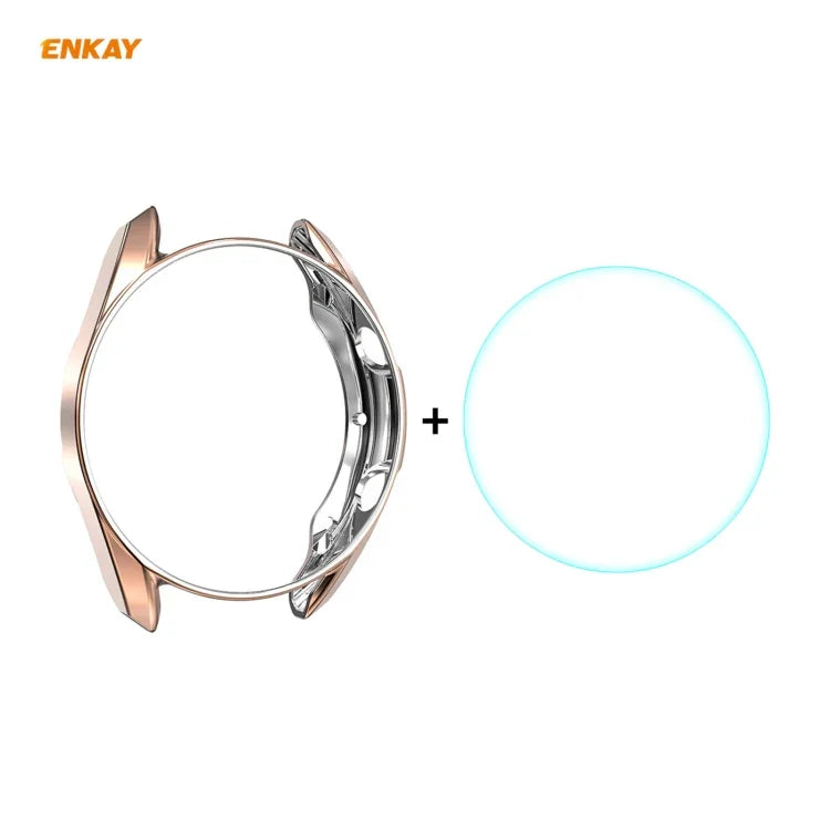 Bộ 2 trong 1 Ốp TPU mềm mạ điện + Miếng dán kính cường lực 0.2mm 9H 2.15D cạnh cong ENKAY Hat-Prince, dành cho Samsung Galaxy Watch 3 45mm