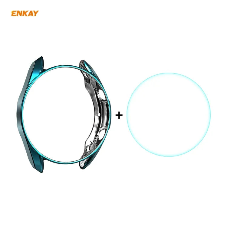 Bộ 2 trong 1 Ốp TPU mềm mạ điện + Miếng dán kính cường lực 0.2mm 9H 2.15D cạnh cong ENKAY Hat-Prince, dành cho Samsung Galaxy Watch 3 45mm