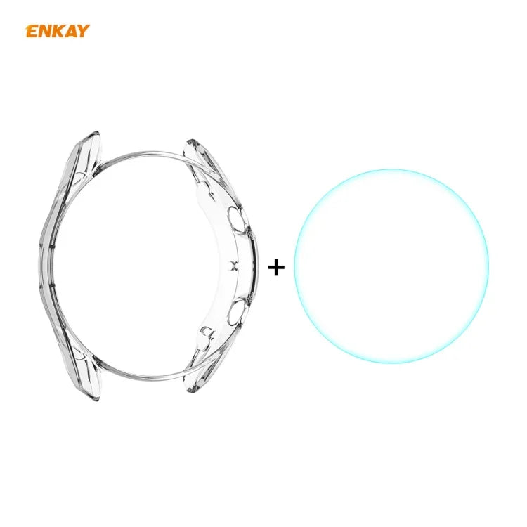 Bộ 2 trong 1 Ốp TPU mềm trong suốt + Miếng dán kính cường lực 0.2mm 9H 2.15D cạnh cong ENKAY Hat-Prince, dành cho Samsung Galaxy Watch 3 45mm