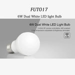 FUT017 bóng đèn LED trắng kép 6W, điều khiển RF 2.4GHz, hỗ trợ Wifi, điều chỉnh nhiệt độ màu và độ sáng, có thể điều chỉnh độ mờ