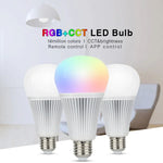 FUT012 bóng đèn LED E27 9W RGB + CCT, 100V-240V, điều khiển từ xa đa màu, bóng đèn thông minh WiFi 2.4G không dây