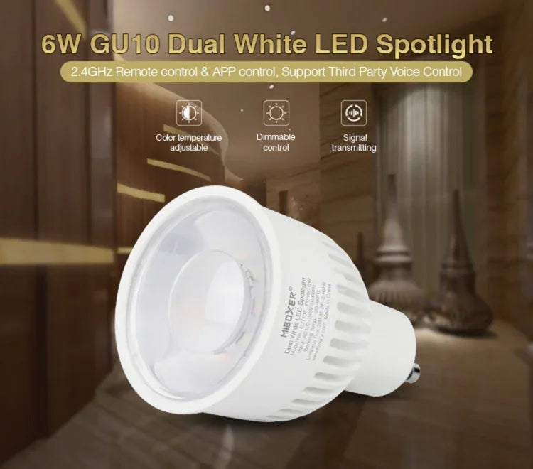 Bóng đèn LED FUT107 GU10 6W CCT trắng đôi, đèn chiếu điểm cho phòng ngủ và phòng khách