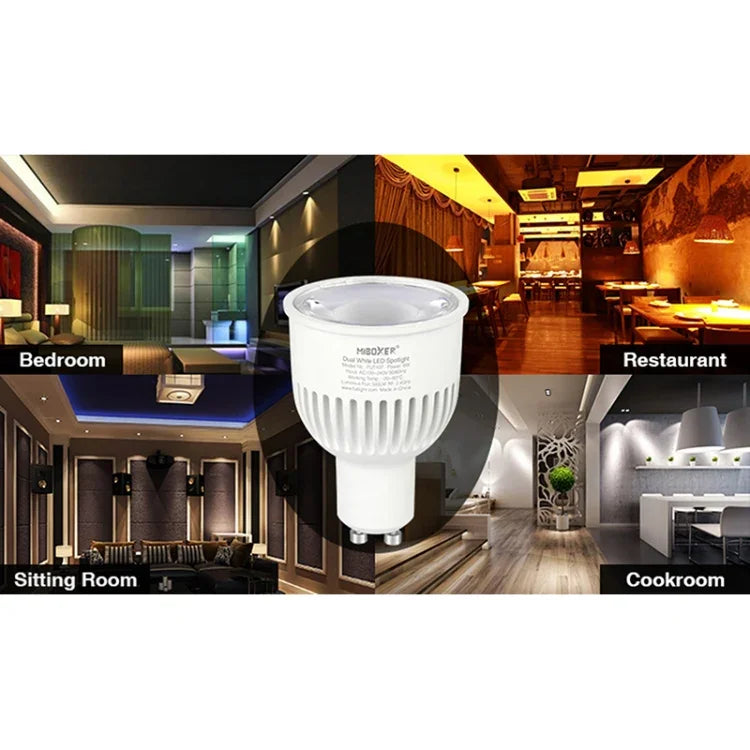 Bóng đèn LED FUT107 GU10 6W CCT trắng đôi, đèn chiếu điểm cho phòng ngủ và phòng khách