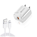 Sạc du lịch di động LZ-023 18W QC 3.0 USB + cáp dữ liệu USB 3A sang 8 Pin, phích cắm Mỹ, cáp dữ liệu USB sang 8 Pin, phích cắm Mỹ, cáp dữ liệu 8 Pin, phích cắm Mỹ
