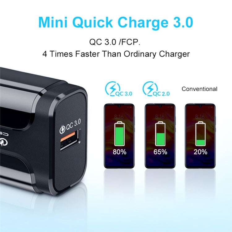 Sạc du lịch di động LZ-023 18W QC 3.0 USB + cáp dữ liệu USB 3A sang 8 Pin, phích cắm Mỹ, cáp dữ liệu USB sang 8 Pin, phích cắm Mỹ, cáp dữ liệu 8 Pin, phích cắm Mỹ
