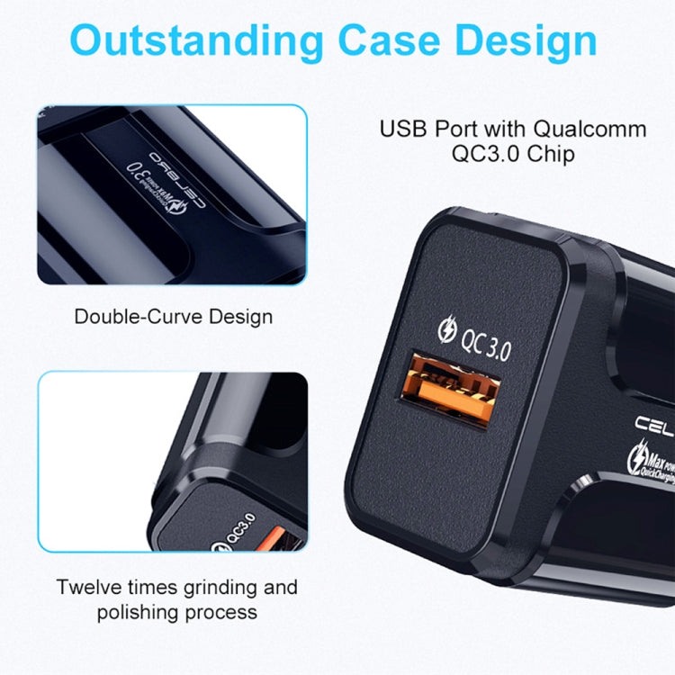 Sạc du lịch di động LZ-023 18W QC 3.0 USB + cáp dữ liệu USB 3A sang 8 Pin, phích cắm Mỹ, cáp dữ liệu USB sang 8 Pin, phích cắm Mỹ, cáp dữ liệu 8 Pin, phích cắm Mỹ