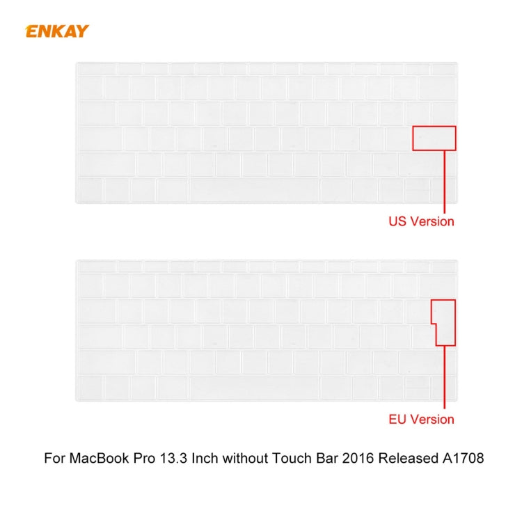 Bộ 3 trong 1 ốp bảo vệ laptop pha lê ENKAY + miếng dán bàn phím TPU phiên bản EU + bộ nút chống bụi cho MacBook Pro 13.3 inch A1708 (không có Touch Bar), dành cho MacBook Pro 13.3 inch A1708 (không có Touch Bar)
