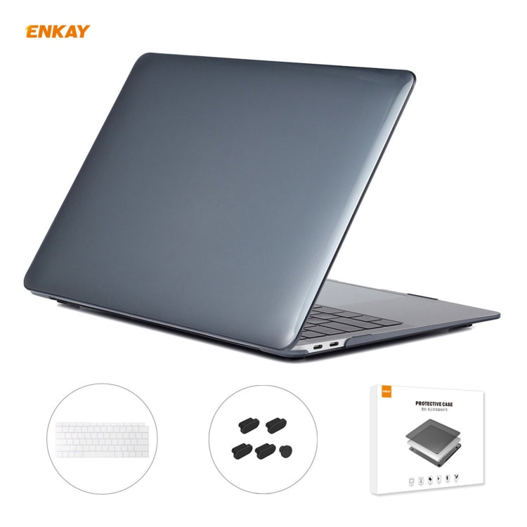 Bộ 3 trong 1 ốp bảo vệ laptop pha lê ENKAY + miếng dán bàn phím TPU phiên bản Mỹ + bộ nút chống bụi cho MacBook Air 13.3 inch A1932 (2018), dành cho MacBook Air 13.3 inch A1932 (2018)