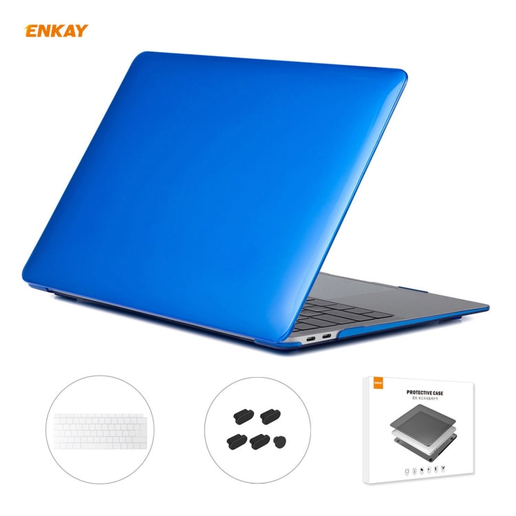 Bộ 3 trong 1 Ốp bảo vệ laptop trong suốt ENKAY + Phiên bản EU Màng bảo vệ bàn phím TPU + Bộ nút chống bụi cho MacBook Air 13.3 inch A1932 (2018), Dành cho MacBook Air 13.3 inch A1932 (2018)