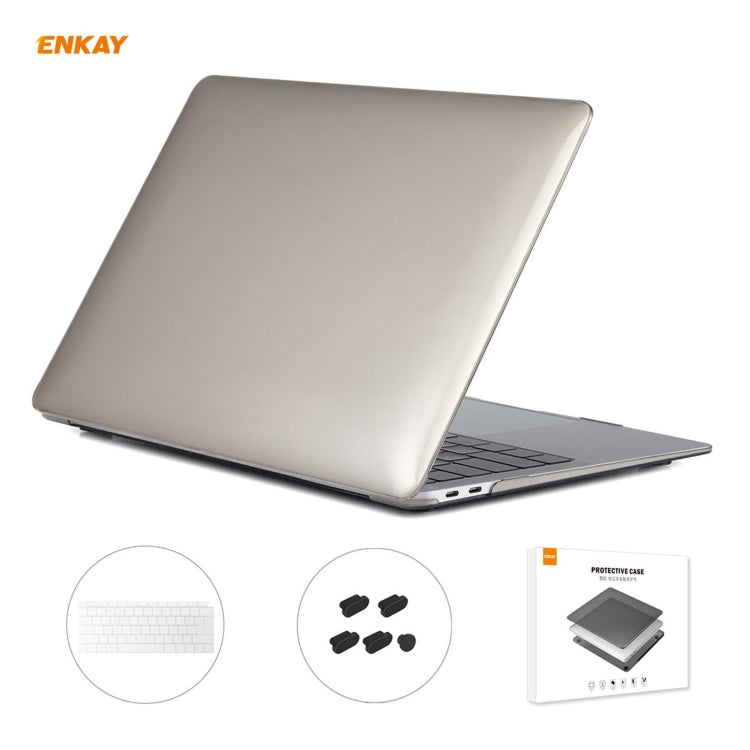 Bộ 3 trong 1 Ốp bảo vệ laptop trong suốt ENKAY + Phiên bản EU Màng bảo vệ bàn phím TPU + Bộ nút chống bụi cho MacBook Air 13.3 inch A1932 (2018), Dành cho MacBook Air 13.3 inch A1932 (2018)