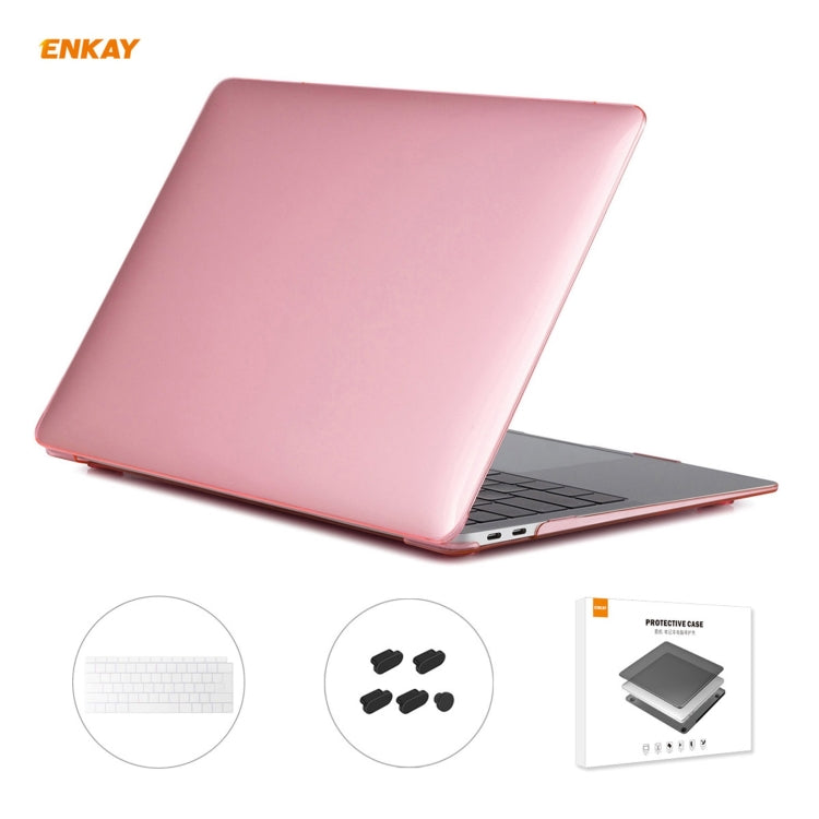 Bộ 3 trong 1 Ốp bảo vệ laptop trong suốt ENKAY + Phiên bản EU Màng bảo vệ bàn phím TPU + Bộ nút chống bụi cho MacBook Air 13.3 inch A1932 (2018), Dành cho MacBook Air 13.3 inch A1932 (2018)