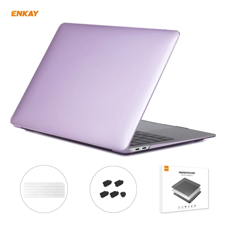 Bộ 3 trong 1 Ốp bảo vệ laptop trong suốt ENKAY + Phiên bản EU Màng bảo vệ bàn phím TPU + Bộ nút chống bụi cho MacBook Air 13.3 inch A1932 (2018), Dành cho MacBook Air 13.3 inch A1932 (2018)