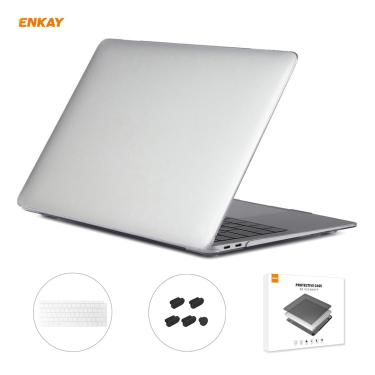 Bộ 3 trong 1 Ốp bảo vệ laptop trong suốt ENKAY + Phiên bản EU Màng bảo vệ bàn phím TPU + Bộ nút chống bụi cho MacBook Air 13.3 inch A1932 (2018), Dành cho MacBook Air 13.3 inch A1932 (2018)