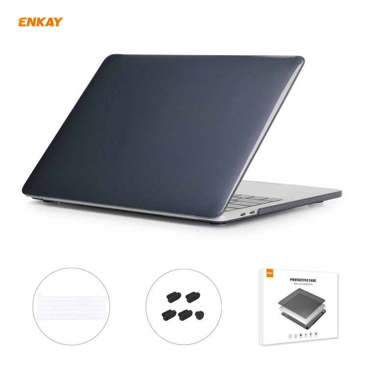 Bộ 3 trong 1 ốp bảo vệ laptop pha lê ENKAY + miếng dán bàn phím TPU phiên bản EU + bộ nút chống bụi cho MacBook Pro 16 inch A2141 (có Touch Bar), dành cho MacBook Pro 16 inch A2141 (có Touch Bar)