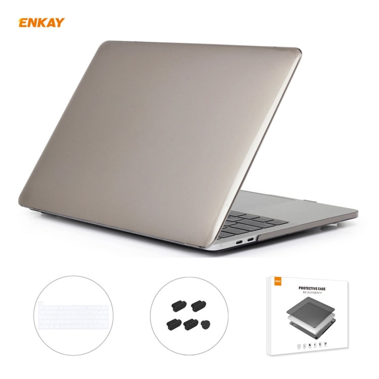 Bộ 3 trong 1 ốp bảo vệ laptop pha lê ENKAY + miếng dán bàn phím TPU phiên bản EU + bộ nút chống bụi cho MacBook Pro 16 inch A2141 (có Touch Bar), dành cho MacBook Pro 16 inch A2141 (có Touch Bar)