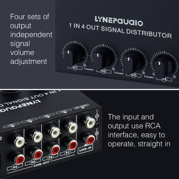 Bộ Khuếch Đại Tín Hiệu Stereo Trước 1 Vào 4 Ra, Điều Chỉnh Âm Lượng Đầu Ra Độc Lập Giao Diện RCA Không Mất Âm Thanh Bộ Phân Phối, Phích Cắm Mỹ, B029