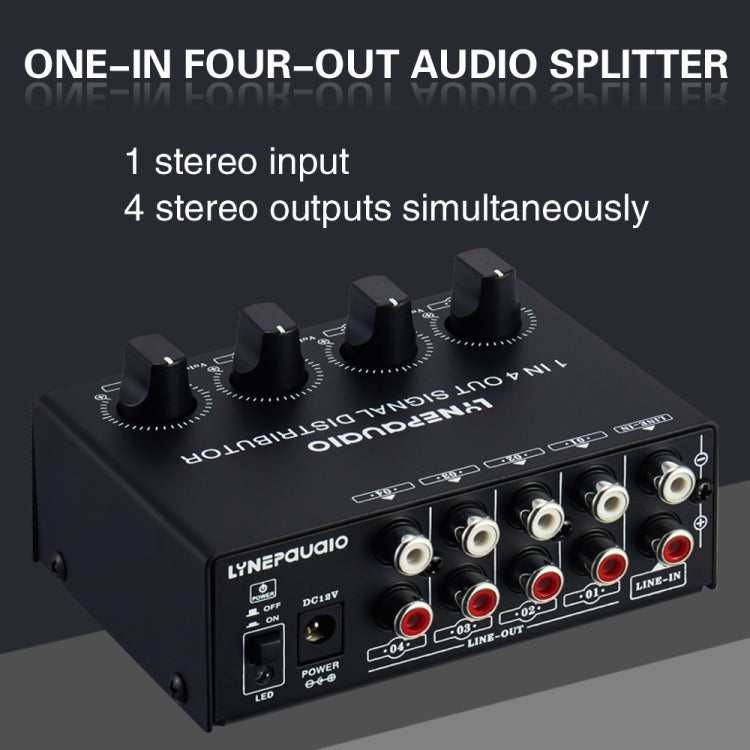 Bộ Khuếch Đại Tín Hiệu Stereo Trước 1 Vào 4 Ra, Điều Chỉnh Âm Lượng Đầu Ra Độc Lập Giao Diện RCA Không Mất Âm Thanh Bộ Phân Phối, Phích Cắm Mỹ, B029