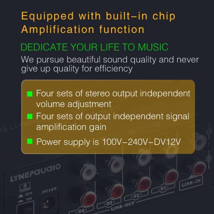 Bộ Khuếch Đại Tín Hiệu Stereo Trước 1 Vào 4 Ra, Điều Chỉnh Âm Lượng Đầu Ra Độc Lập Giao Diện RCA Không Mất Âm Thanh Bộ Phân Phối, Phích Cắm Mỹ, B029