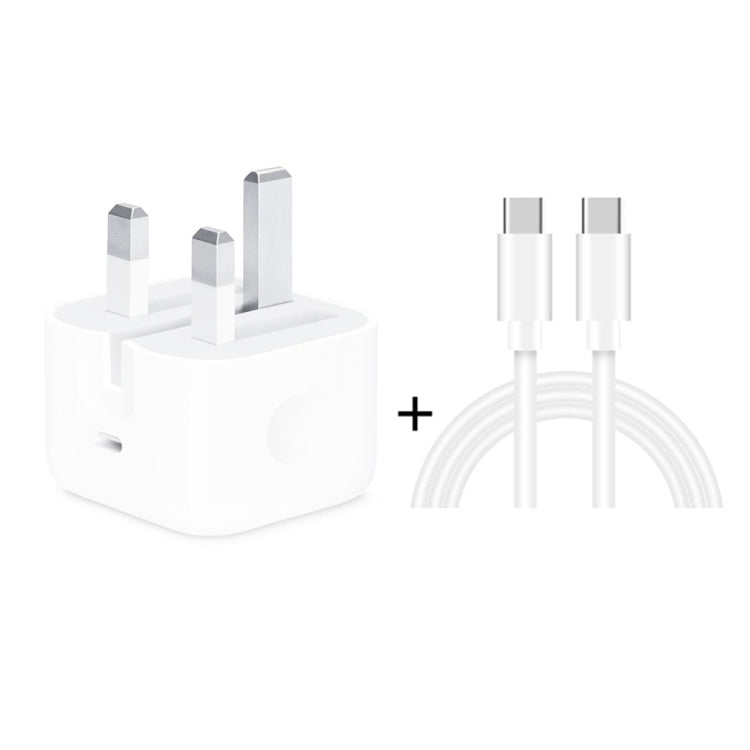 Bộ sạc du lịch gập 20W PD 3.0 Type-C / USB-C A2344 + Bộ cáp dữ liệu sạc nhanh USB-C / Type-C sang Type-C, phích cắm UK, chiều dài: 2m, 20W Type-C chiều dài: 2m