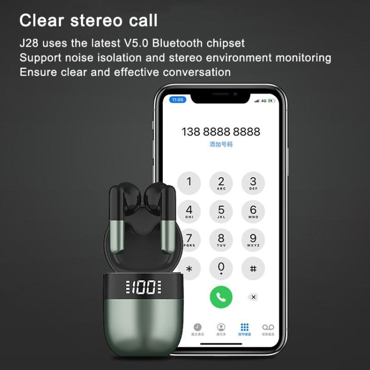 Tai nghe Bluetooth không dây TWS J28 hiển thị kỹ thuật số LED âm nhạc HIFI thể thao
