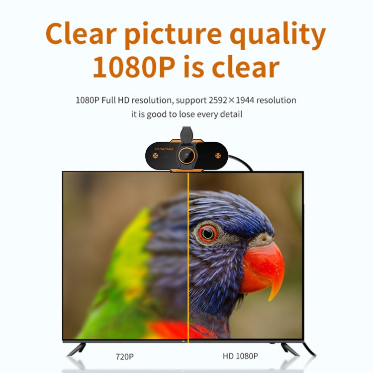 312 Camera webcam PC để bàn USB 2.0 1080P HD có mic, chiều dài cáp khoảng 1.3m, kiểu thường, có chân đế, chống nhìn trộm