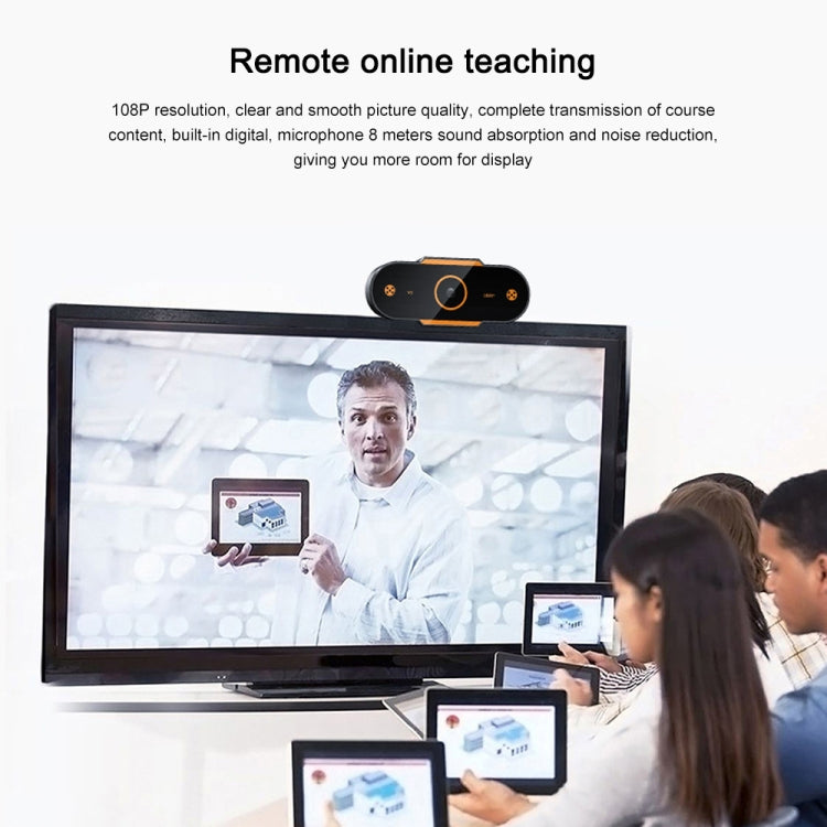 312 Camera webcam PC để bàn USB 2.0 1080P HD có mic, chiều dài cáp khoảng 1.3m, kiểu thường, có chân đế, chống nhìn trộm