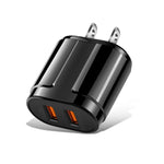 Dual USB Portable Travel Charger + 1 Meter USB to Micro USB Data Cable, US Plug