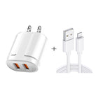 Dual USB Portable Travel Charger + 1 Meter USB to 8 Pin Data Cable, US Plug