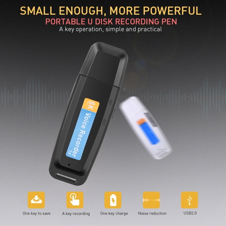 Bút ghi âm kỹ thuật số USB di động chuyên nghiệp có thể sạc lại SK001 hỗ trợ thẻ TF, 32GB