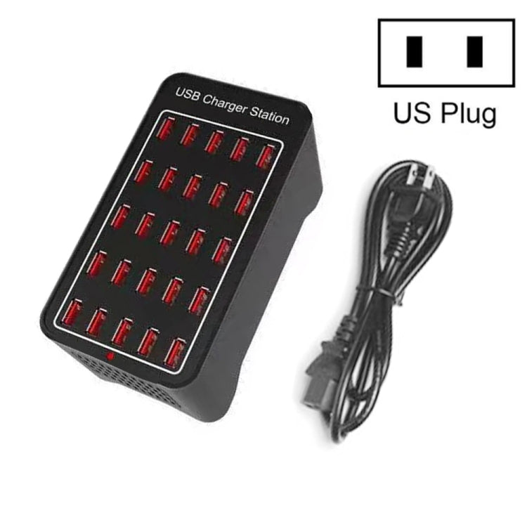 Trạm sạc nhanh thông minh 150W 25 cổng USB, AC 110-240V, phích cắm EU, Mỹ, Úc, Anh