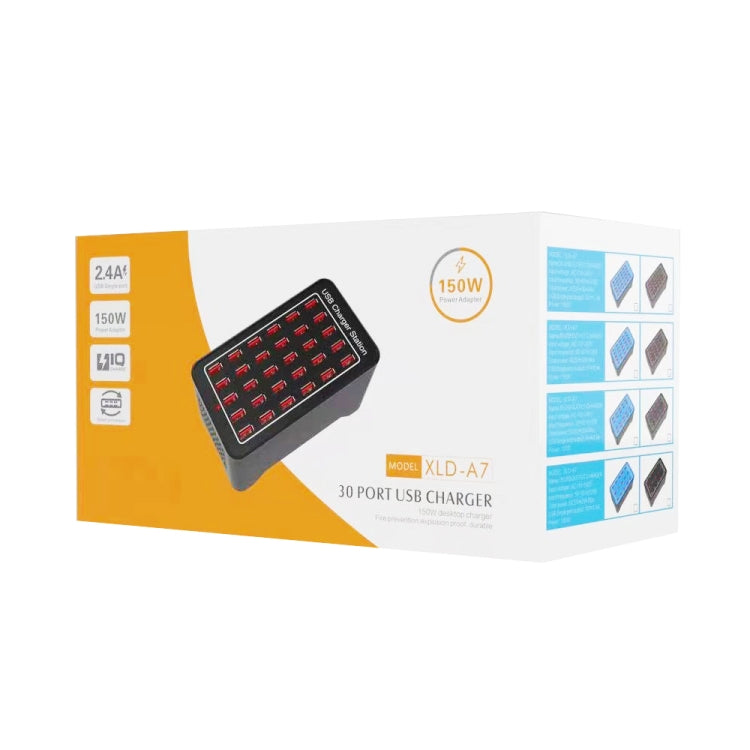 Trạm sạc nhanh thông minh XLD-A7 150W 30 cổng USB, AC 110-240V, phích cắm EU, Mỹ, Úc, Anh