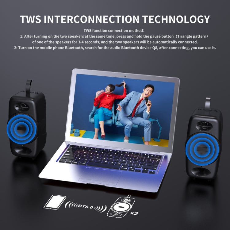 Loa Bluetooth hình trụ di động BT08, Hỗ trợ thẻ TF / FM / AUX 3.5mm / Ổ đĩa U