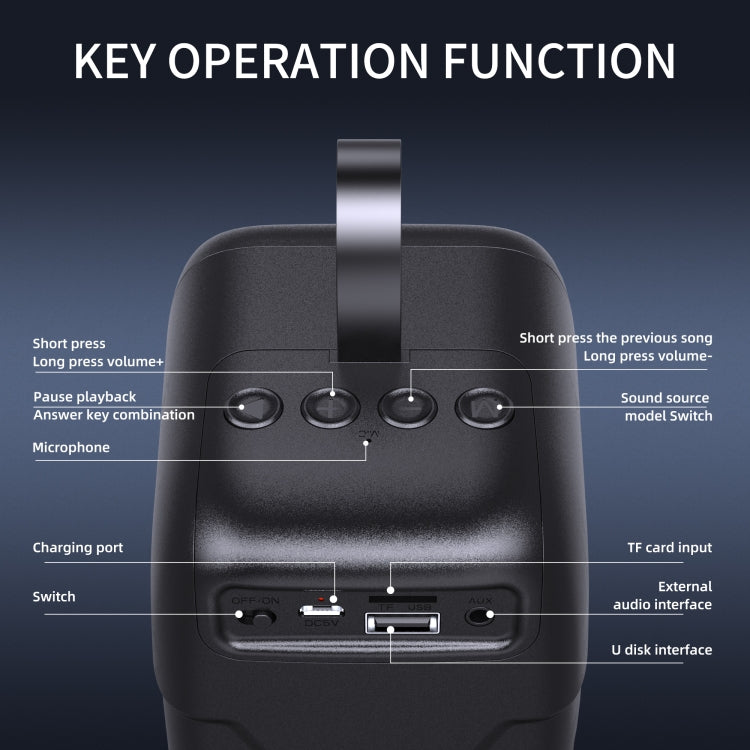 Loa Bluetooth hình trụ di động BT08, Hỗ trợ thẻ TF / FM / AUX 3.5mm / Ổ đĩa U