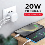 YSY-6087PD Bộ sạc du lịch sạc nhanh đôi 20W PD3.0 + QC3.0 với cáp dữ liệu USB sang Micro USB, Phích cắm EU, Phích cắm US, Phích cắm UK