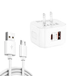 YSY-6087PD Bộ sạc du lịch sạc nhanh đôi 20W PD3.0 + QC3.0 với cáp dữ liệu USB sang Micro USB, Phích cắm EU, Phích cắm US, Phích cắm UK
