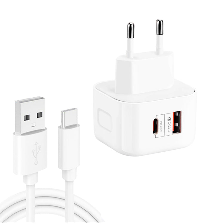Bộ Sạc Du Lịch Sạc Nhanh Kép 20W PD3.0 + QC3.0 YSY-6087PD kèm Cáp Dữ Liệu USB sang Type-C, Phích Cắm EU, Phích Cắm Mỹ, Phích Cắm Anh