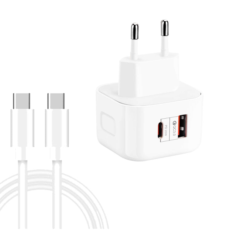 Bộ Sạc Du Lịch Sạc Nhanh Kép 20W PD3.0 + QC3.0 YSY-6087PD kèm Cáp Dữ Liệu Type-C sang Type-C, Phích Cắm EU, Phích Cắm Mỹ, Phích Cắm Anh