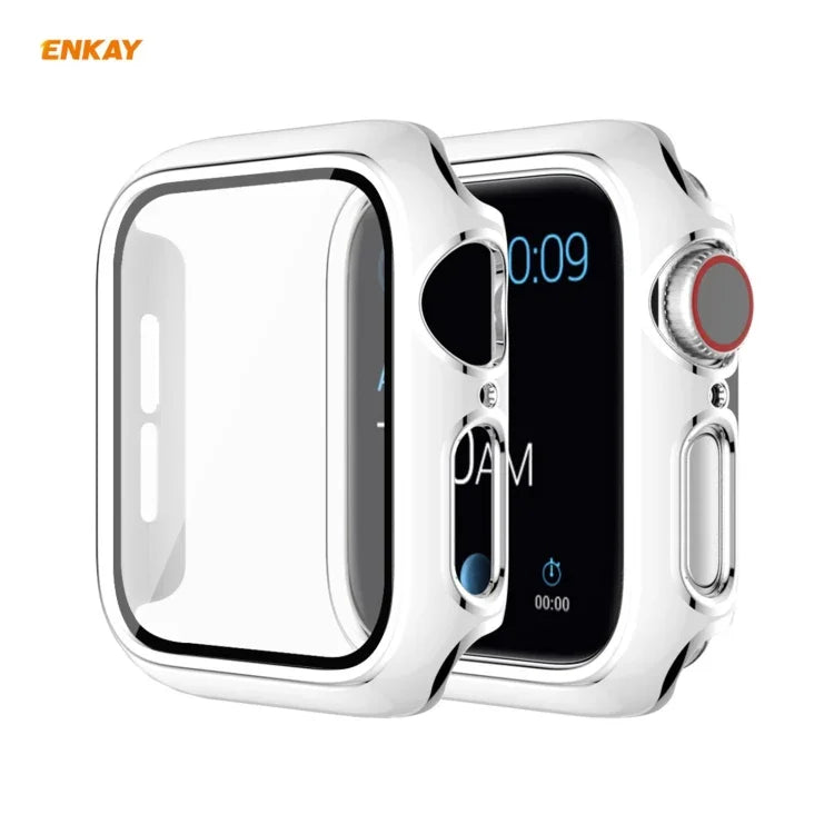 Ốp PC mạ điện phủ toàn bộ + kính cường lực bảo vệ màn hình ENKAY Hat-Prince cho Apple Watch Series 6 / 5 / 4 / SE 44mm, Dành cho Apple Watch Series 6 / 5 / 4 / SE 44mm
