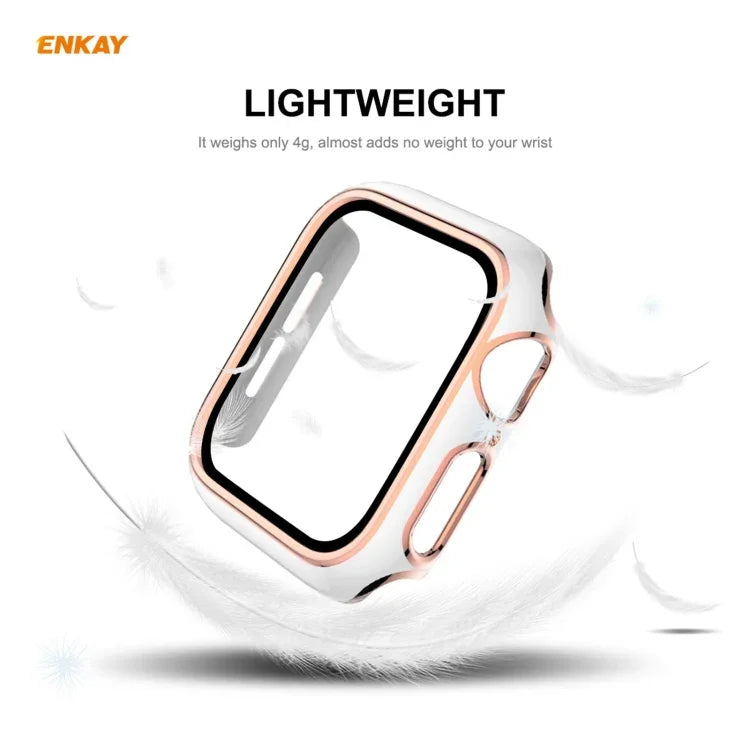 Ốp PC mạ điện phủ toàn bộ + kính cường lực bảo vệ màn hình ENKAY Hat-Prince cho Apple Watch Series 6 / 5 / 4 / SE 44mm, Dành cho Apple Watch Series 6 / 5 / 4 / SE 44mm