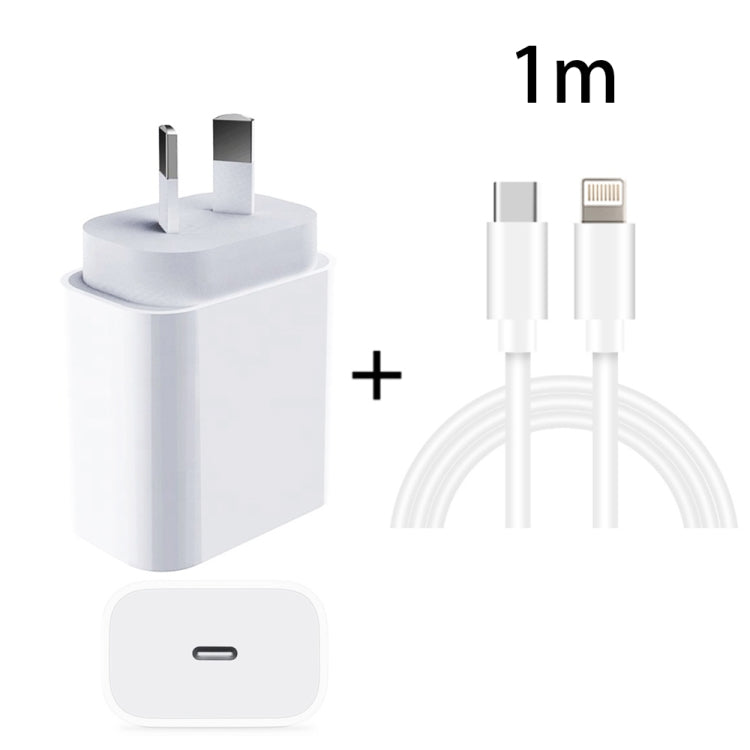 Bộ sạc nhanh du lịch PD 20W PD 3.0 với cáp dữ liệu sạc nhanh USB-C / Type-C sang 8 Pin, phích cắm Úc