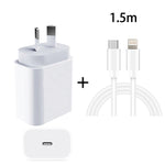 Bộ sạc nhanh du lịch PD 20W PD 3.0 với cáp dữ liệu sạc nhanh USB-C / Type-C sang 8 Pin, phích cắm Úc