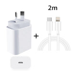 Bộ sạc nhanh du lịch PD 20W PD 3.0 với cáp dữ liệu sạc nhanh USB-C / Type-C sang 8 Pin, phích cắm Úc
