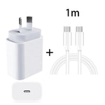 Bộ sạc nhanh du lịch 20W PD 3.0 với cáp dữ liệu sạc nhanh USB-C / Type-C sang Type-C, phích cắm Úc, dài 1m, 2m