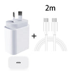 Bộ sạc nhanh du lịch 20W PD 3.0 với cáp dữ liệu sạc nhanh USB-C / Type-C sang Type-C, phích cắm Úc, dài 1m, 2m