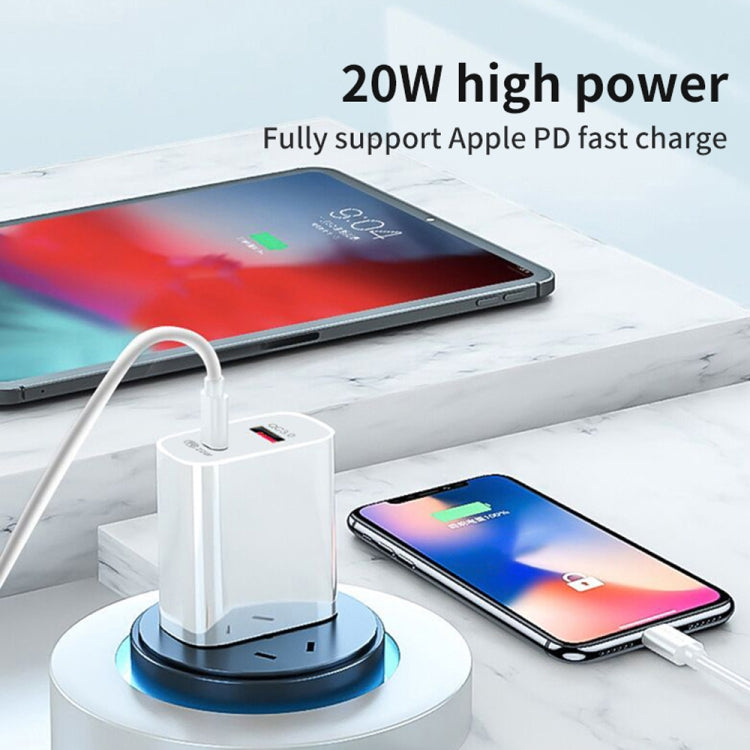 Sạc nhanh du lịch 20W PD Type-C + QC 3.0 USB với cáp dữ liệu sạc nhanh USB sang 8 Pin, phích cắm EU, phích cắm Mỹ, phích cắm Úc