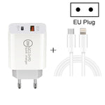 Sạc nhanh du lịch 20W PD Type-C + QC 3.0 USB với cáp dữ liệu sạc nhanh USB-C / Type-C sang 8 Pin, phích cắm EU, phích cắm Mỹ, phích cắm Úc