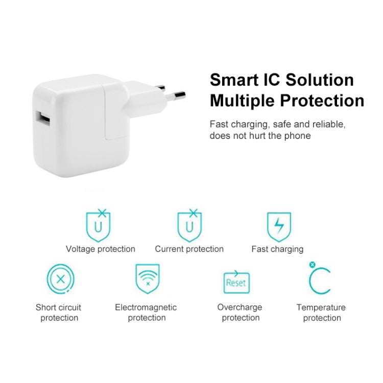 Bộ sạc du lịch cổng USB 12W cho dòng iPad / iPod / iPhone, phích cắm EU