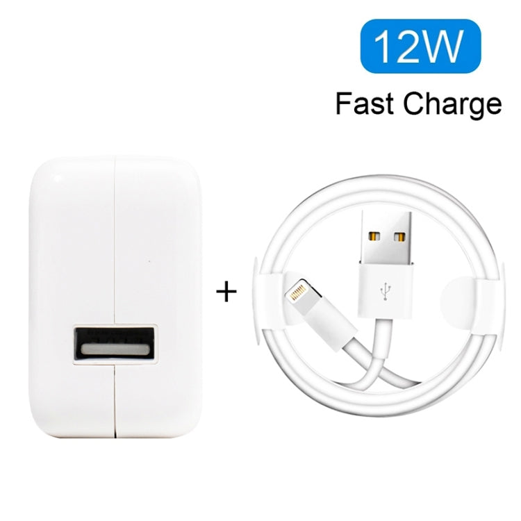 Bộ sạc USB 12W + cáp dữ liệu USB sang 8 Pin cho dòng iPad / iPhone / iPod, phích cắm EU